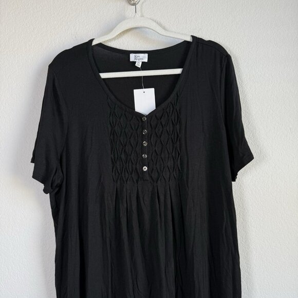 Kim Rogers Women's Black Honeycomb V-Neck Short Sleeve Flowy Top Size XXL‎ NWT - Picture 6 of 14
